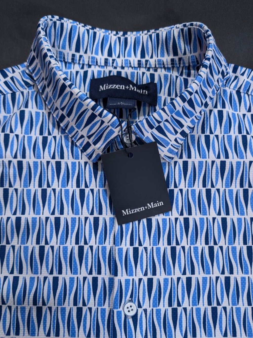 $118 Mizzen+Main Halyard Provence Sails Blue SS Button Shirt Size M Classic Fit